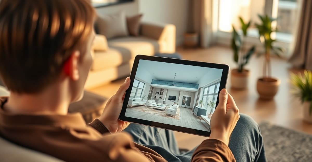 Person visualizing a room renovation on a laptop