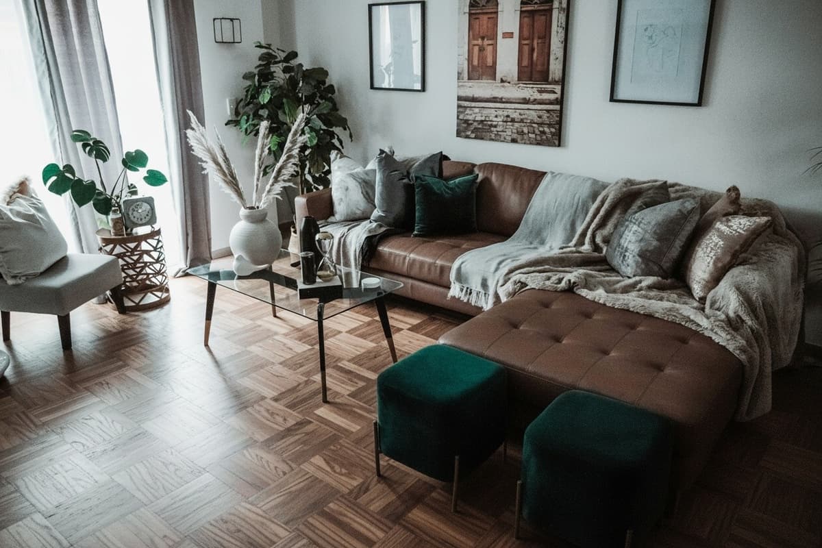 Room after AI flooring visualization - new hardwood floors